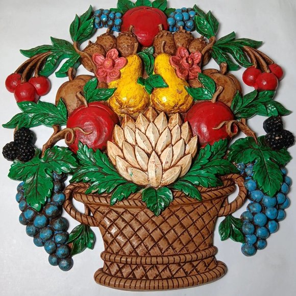 Syroco Wall Hanging Pair Fruit Flower Baskets Plastic Vintage MCM  Decor 5620B - Picture 2 of 16